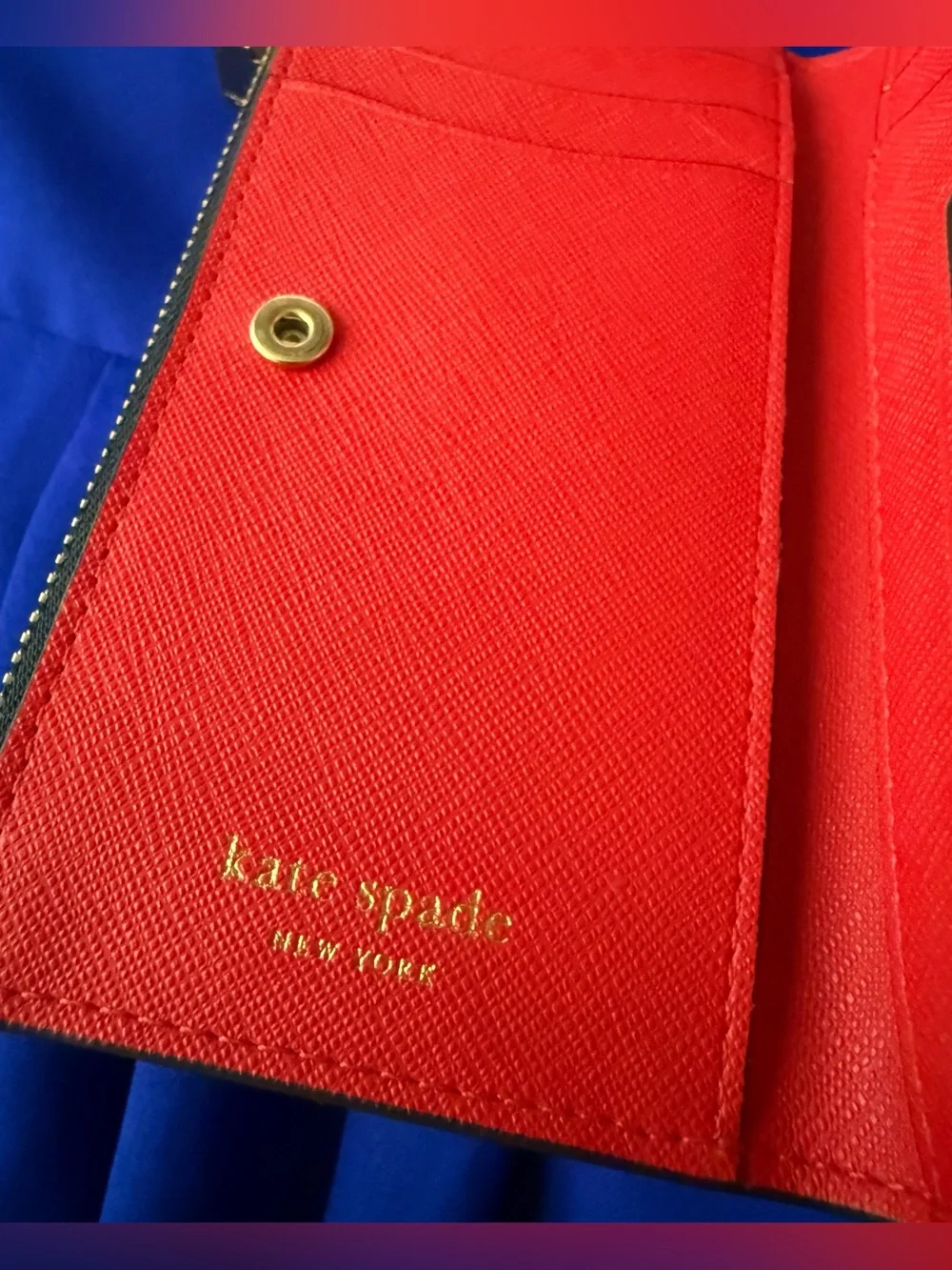 Kate Spade Slice Embossed Leather Small Slim Bifold Wallet